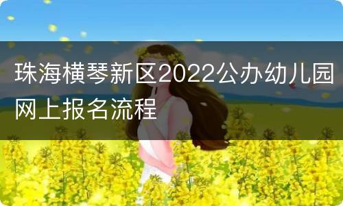 珠海横琴新区2022公办幼儿园网上报名流程