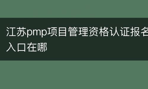 江苏pmp项目管理资格认证报名入口在哪