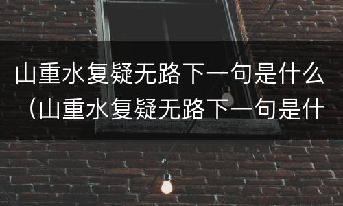 山重水复疑无路下一句是什么（山重水复疑无路下一句是什么句）