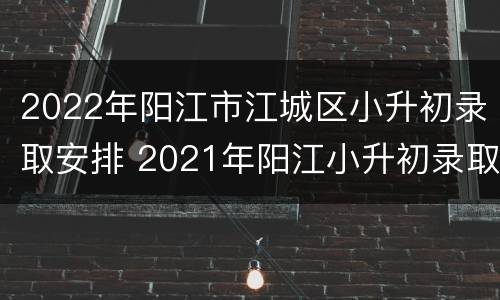 2022年阳江市江城区小升初录取安排 2021年阳江小升初录取分数线
