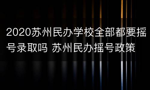 2020苏州民办学校全部都要摇号录取吗 苏州民办摇号政策