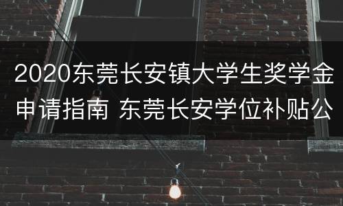 2020东莞长安镇大学生奖学金申请指南 东莞长安学位补贴公布