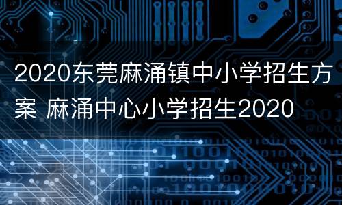 2020东莞麻涌镇中小学招生方案 麻涌中心小学招生2020