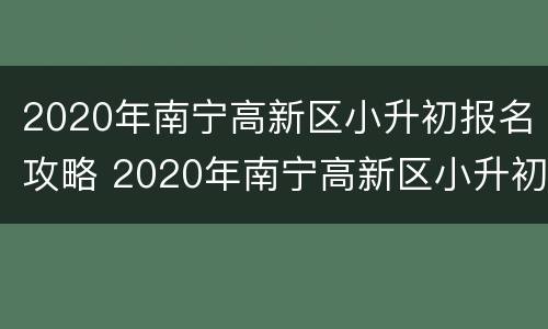 2020年南宁高新区小升初报名攻略 2020年南宁高新区小升初报名攻略图片