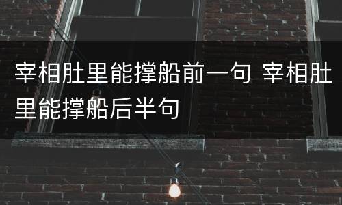 宰相肚里能撑船前一句 宰相肚里能撑船后半句