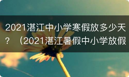 2021湛江中小学寒假放多少天？（2021湛江暑假中小学放假时间）