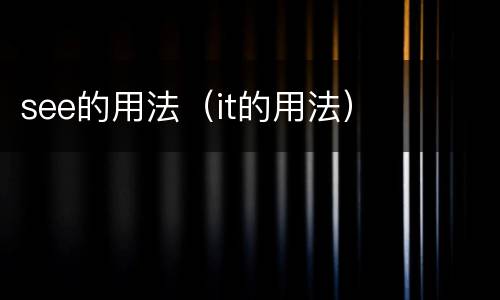 see的用法（it的用法）
