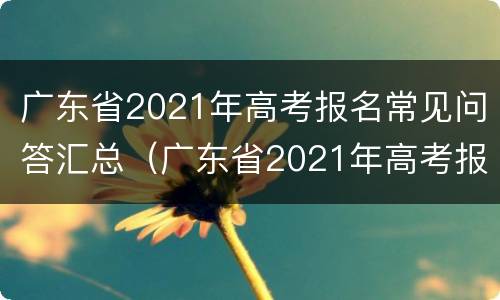 广东省2021年高考报名常见问答汇总（广东省2021年高考报名流程）