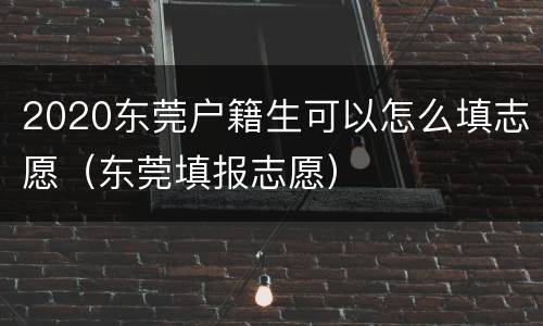 2020东莞户籍生可以怎么填志愿（东莞填报志愿）