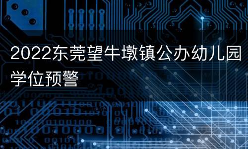 2022东莞望牛墩镇公办幼儿园学位预警