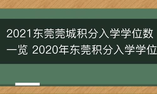 2021东莞莞城积分入学学位数一览 2020年东莞积分入学学位公布
