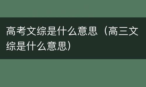高考文综是什么意思（高三文综是什么意思）