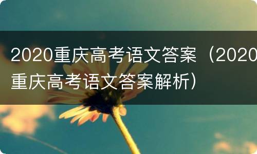 2020重庆高考语文答案（2020重庆高考语文答案解析）
