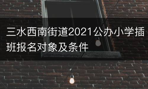 三水西南街道2021公办小学插班报名对象及条件
