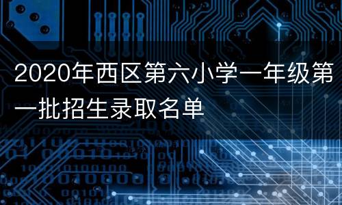 2020年西区第六小学一年级第一批招生录取名单
