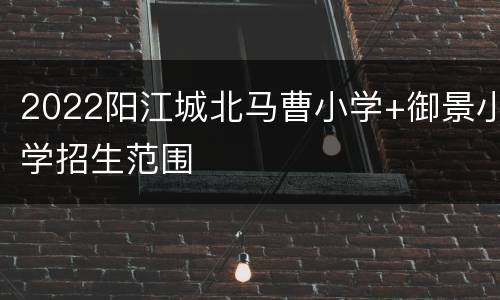2022阳江城北马曹小学+御景小学招生范围​