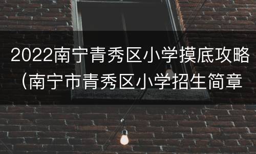 2022南宁青秀区小学摸底攻略（南宁市青秀区小学招生简章）