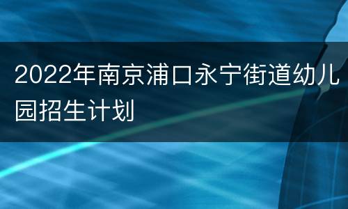2022年南京浦口永宁街道幼儿园招生计划