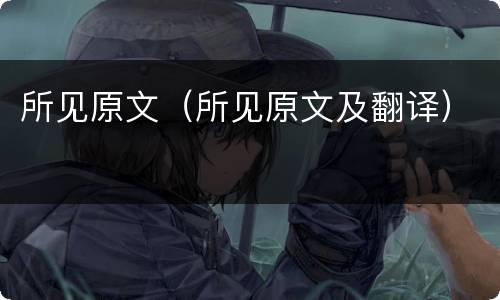 所见原文（所见原文及翻译）