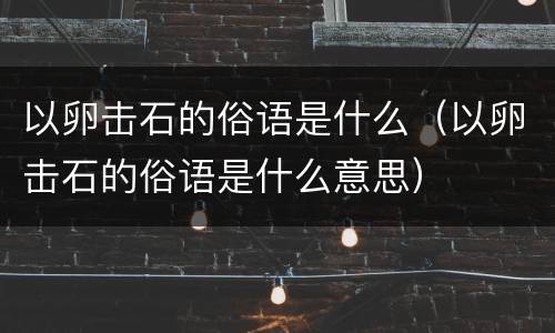 以卵击石的俗语是什么（以卵击石的俗语是什么意思）