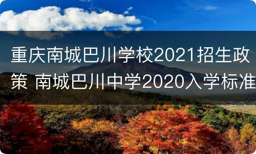 重庆南城巴川学校2021招生政策 南城巴川中学2020入学标准