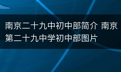 南京二十九中初中部简介 南京第二十九中学初中部图片