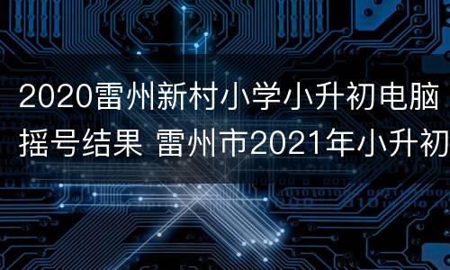 2020雷州新村小学小升初电脑摇号结果 雷州市2021年小升初摇号时间