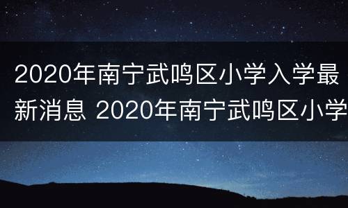 2020年南宁武鸣区小学入学最新消息 2020年南宁武鸣区小学入学最新消息视频