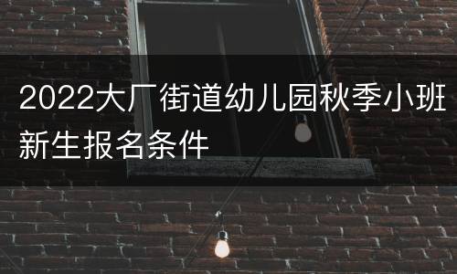 2022大厂街道幼儿园秋季小班新生报名条件