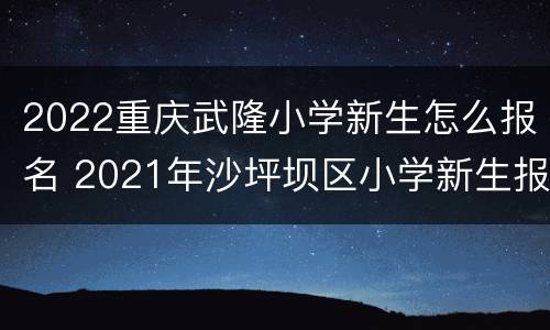 2022重庆武隆小学新生怎么报名 2021年沙坪坝区小学新生报名