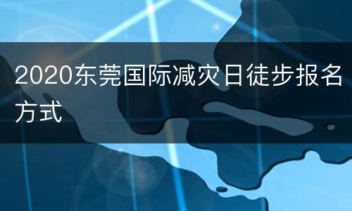 2020东莞国际减灾日徒步报名方式
