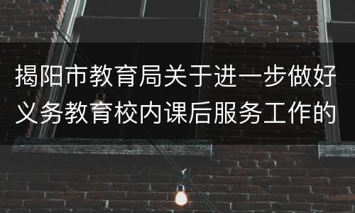 揭阳市教育局关于进一步做好义务教育校内课后服务工作的实施方案