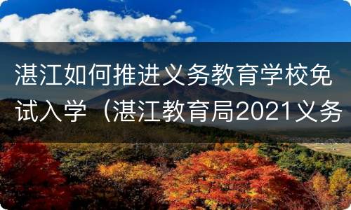 湛江如何推进义务教育学校免试入学（湛江教育局2021义务招生）
