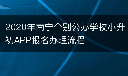 2020年南宁个别公办学校小升初APP报名办理流程