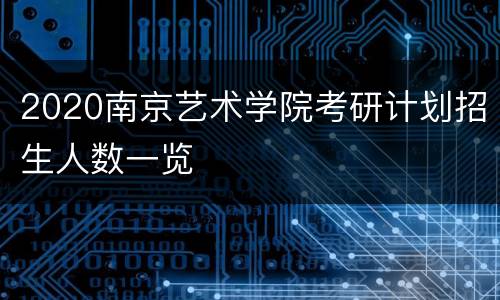 2020南京艺术学院考研计划招生人数一览