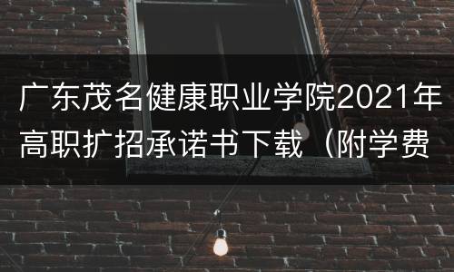广东茂名健康职业学院2021年高职扩招承诺书下载（附学费+资助政策）