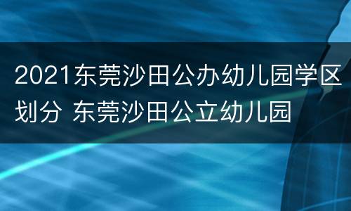 2021东莞沙田公办幼儿园学区划分 东莞沙田公立幼儿园