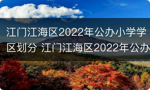 江门江海区2022年公办小学学区划分 江门江海区2022年公办小学学区划分图