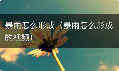 暴雨怎么形成（暴雨怎么形成的视频）