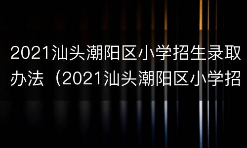 2021汕头潮阳区小学招生录取办法（2021汕头潮阳区小学招生录取办法是什么）