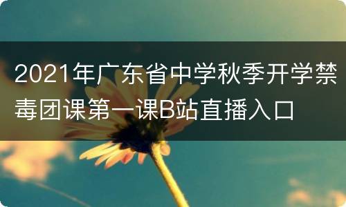 2021年广东省中学秋季开学禁毒团课第一课B站直播入口