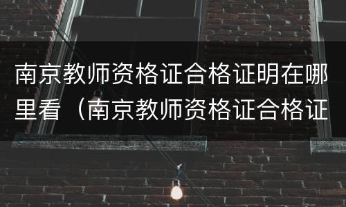 南京教师资格证合格证明在哪里看（南京教师资格证合格证明在哪里看啊）