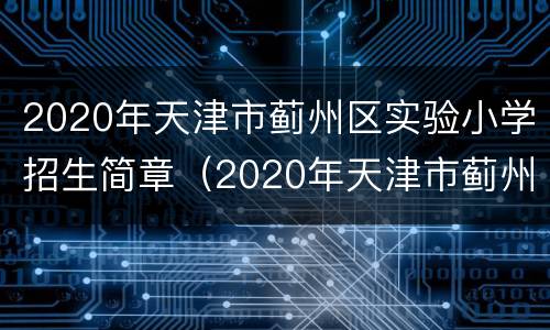 2020年天津市蓟州区实验小学招生简章（2020年天津市蓟州区实验小学招生简章视频）
