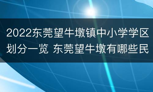 2022东莞望牛墩镇中小学学区划分一览 东莞望牛墩有哪些民办小学