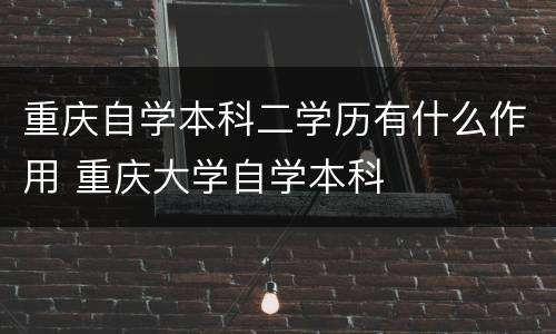 重庆自学本科二学历有什么作用 重庆大学自学本科