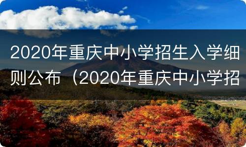 2020年重庆中小学招生入学细则公布（2020年重庆中小学招生入学细则公布时间）