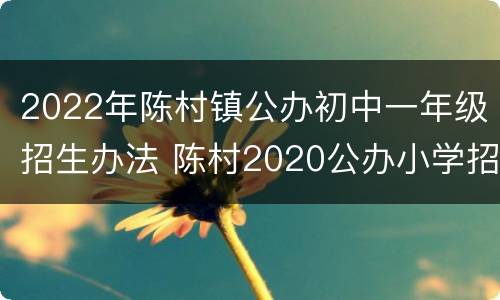 2022年陈村镇公办初中一年级招生办法 陈村2020公办小学招生