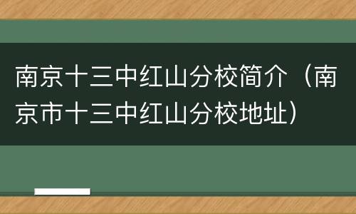 南京十三中红山分校简介（南京市十三中红山分校地址）