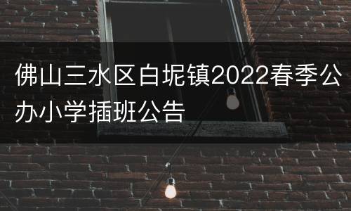 佛山三水区白坭镇2022春季公办小学插班公告