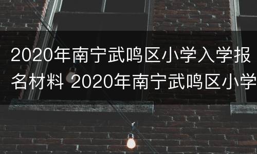 2020年南宁武鸣区小学入学报名材料 2020年南宁武鸣区小学入学报名材料是什么